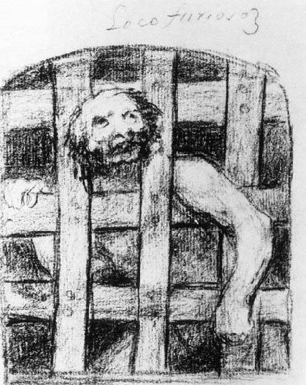 Francisco de goya y Lucientes A Lunatic behind Bars oil painting image